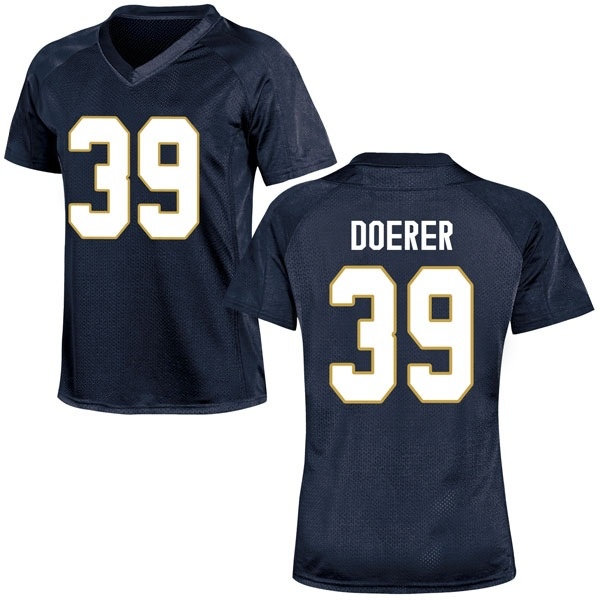 Jonathan Doerer Notre Dame Fighting Irish NCAA Women's #39 Navy Blue Game College Stitched Football Jersey ZHV1555YI